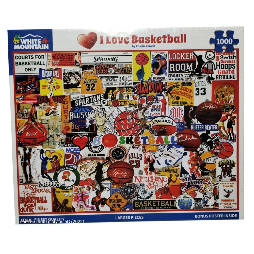 White Mountain Puzzles I Love Basketball 1000 Piece Jigsaw Puzzle 1772‎ USA New - Picture 3 of 9